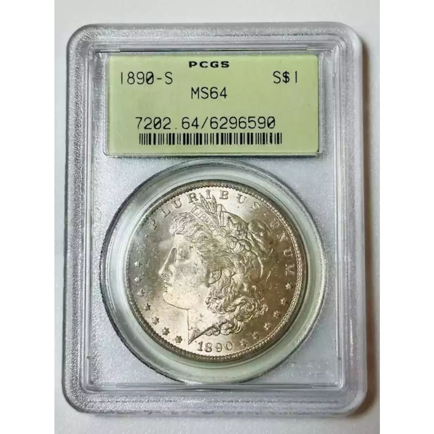 1890 S Morgan Silver Dollar PCGS MS 64 Old Green Holder OGH Bob Paul