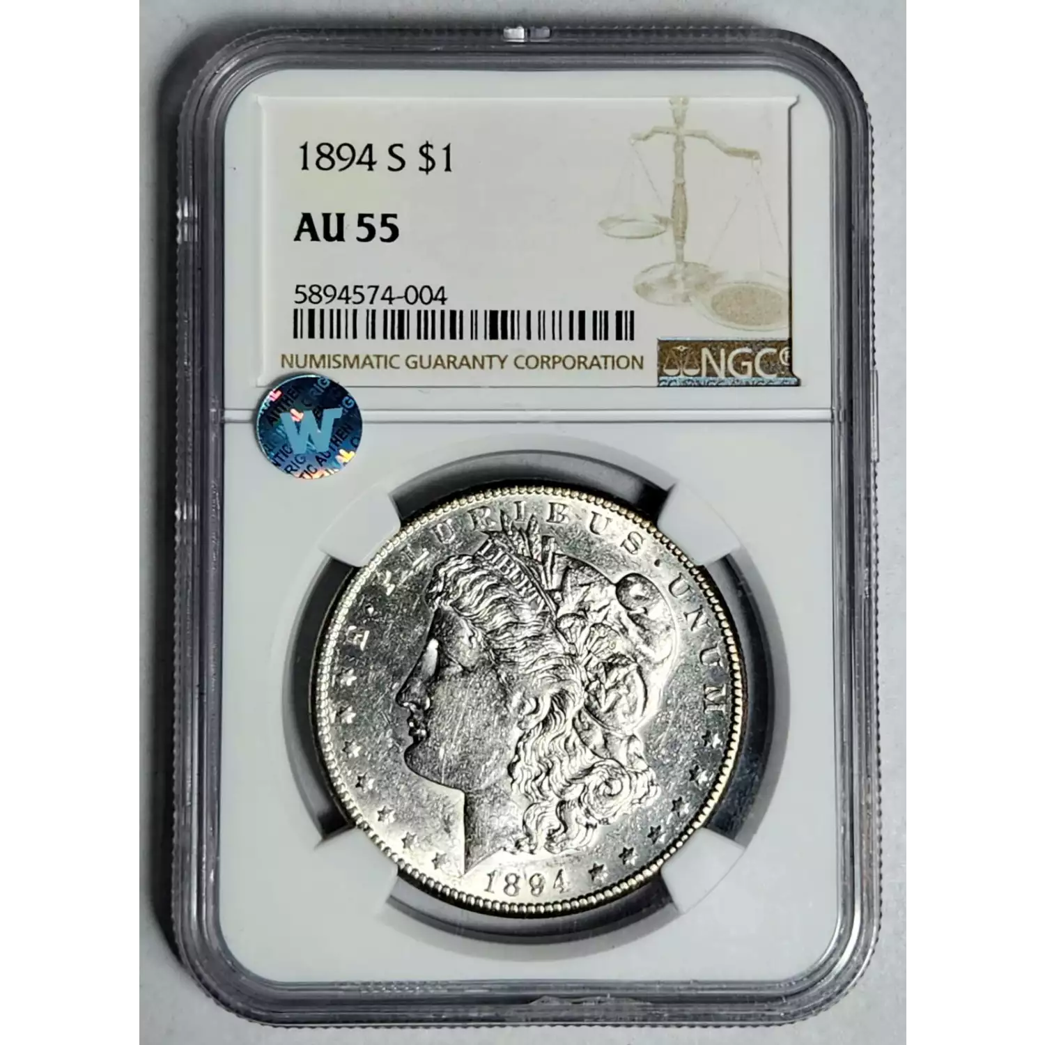 1894 S Morgan Silver Dollar NGC AU 55 Sight White Bob Paul Rare Coins