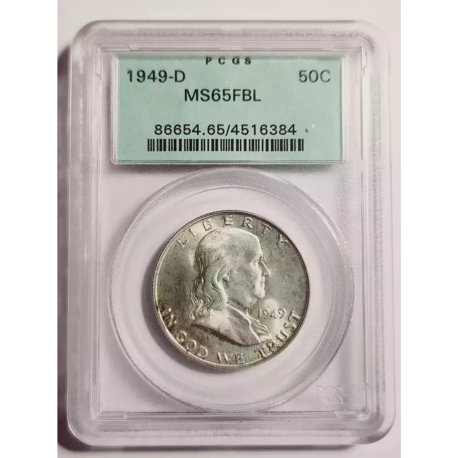 D Franklin Half Dollar Pcgs Ms Fbl Old Green Holder Bob