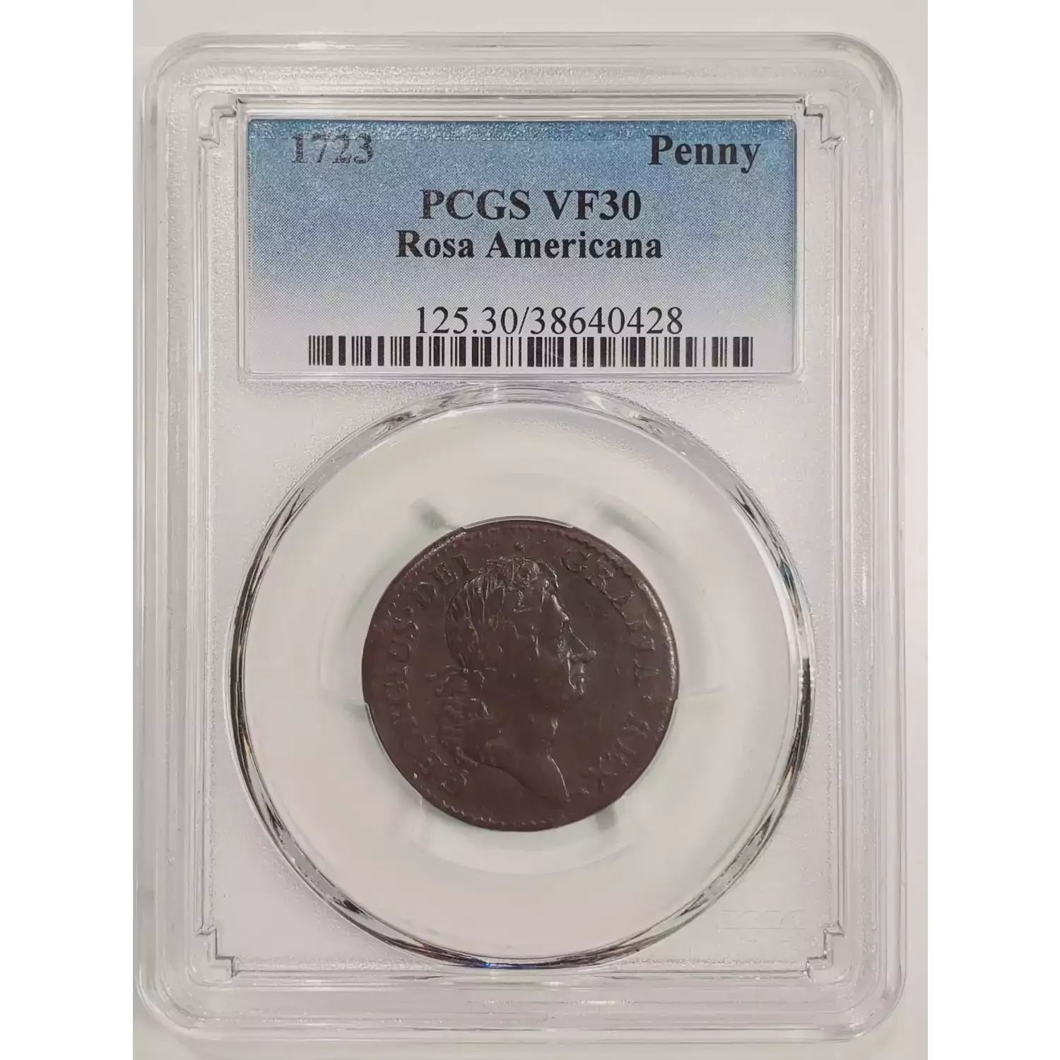 1723 PCGS VF-30 Penny Rosa Americana Colonial Rosa Americana Penny ...