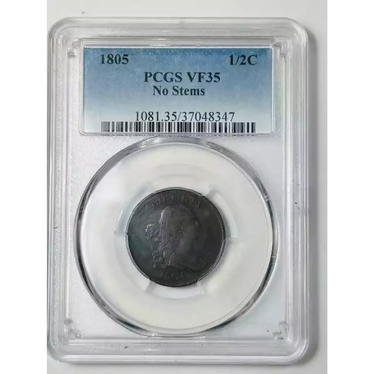 1805 Half Cents Draped Bust 1800 - 08 Copper PCGS VF-35 BN No Stems ...