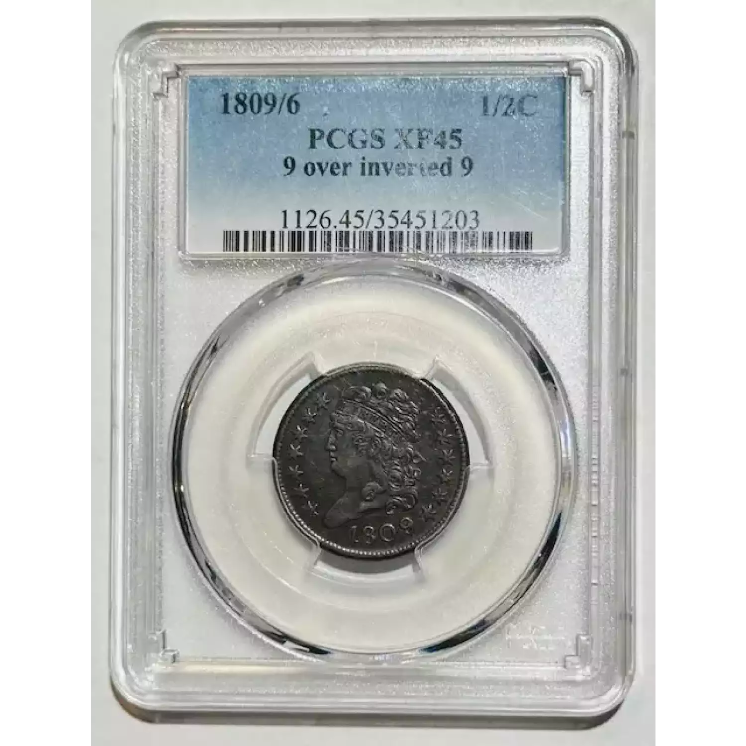 1809 Half Cent Classic Head PCGS XF-45 BN 9 over Inverted 9 - Bob Paul ...