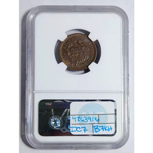 1854 Braided Hair Half Cent PCGS AU-58 and CAC Approved!