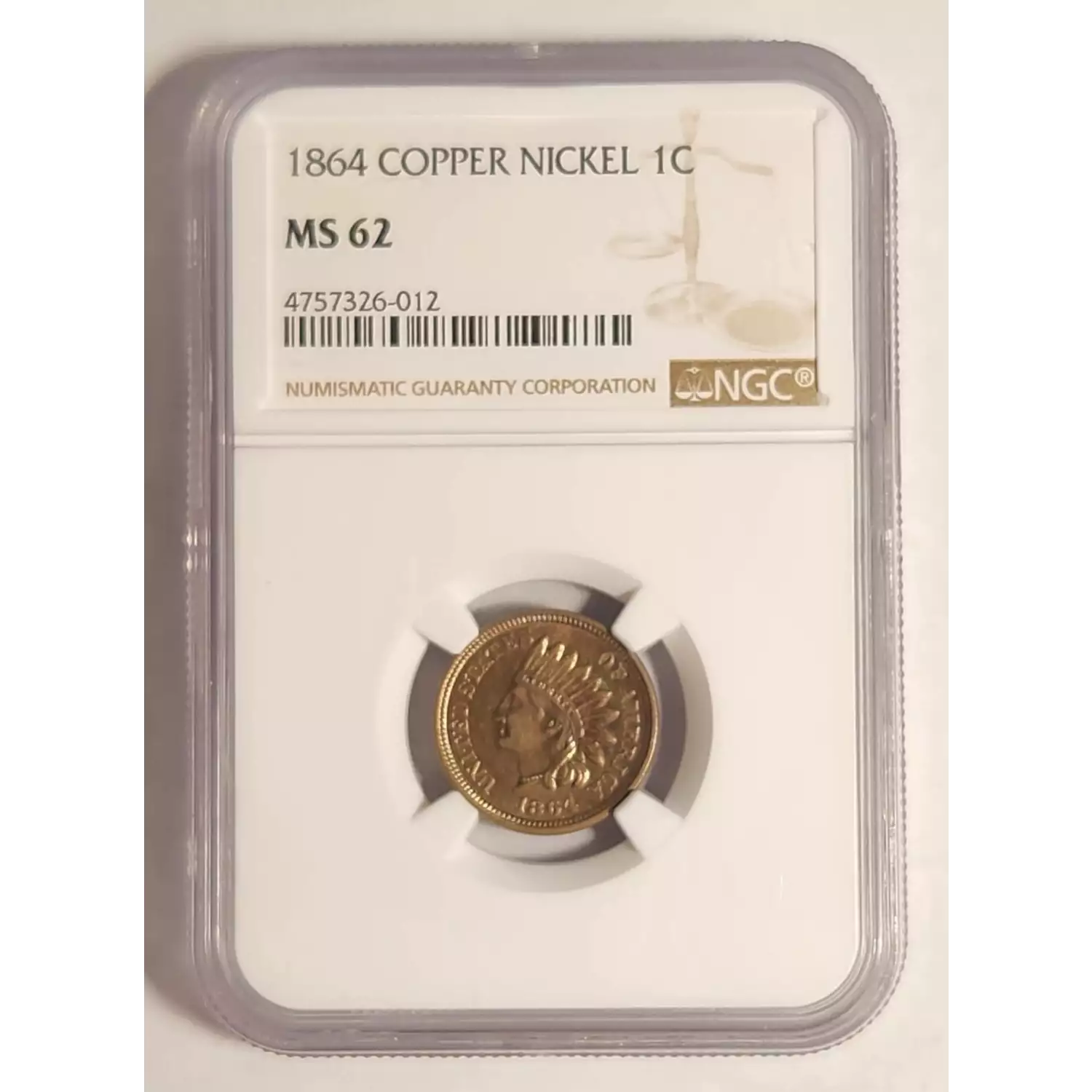 1864 Small Cents Indian Head NGC MS-62 COPPER NICKLE - Bob Paul Rare Coins