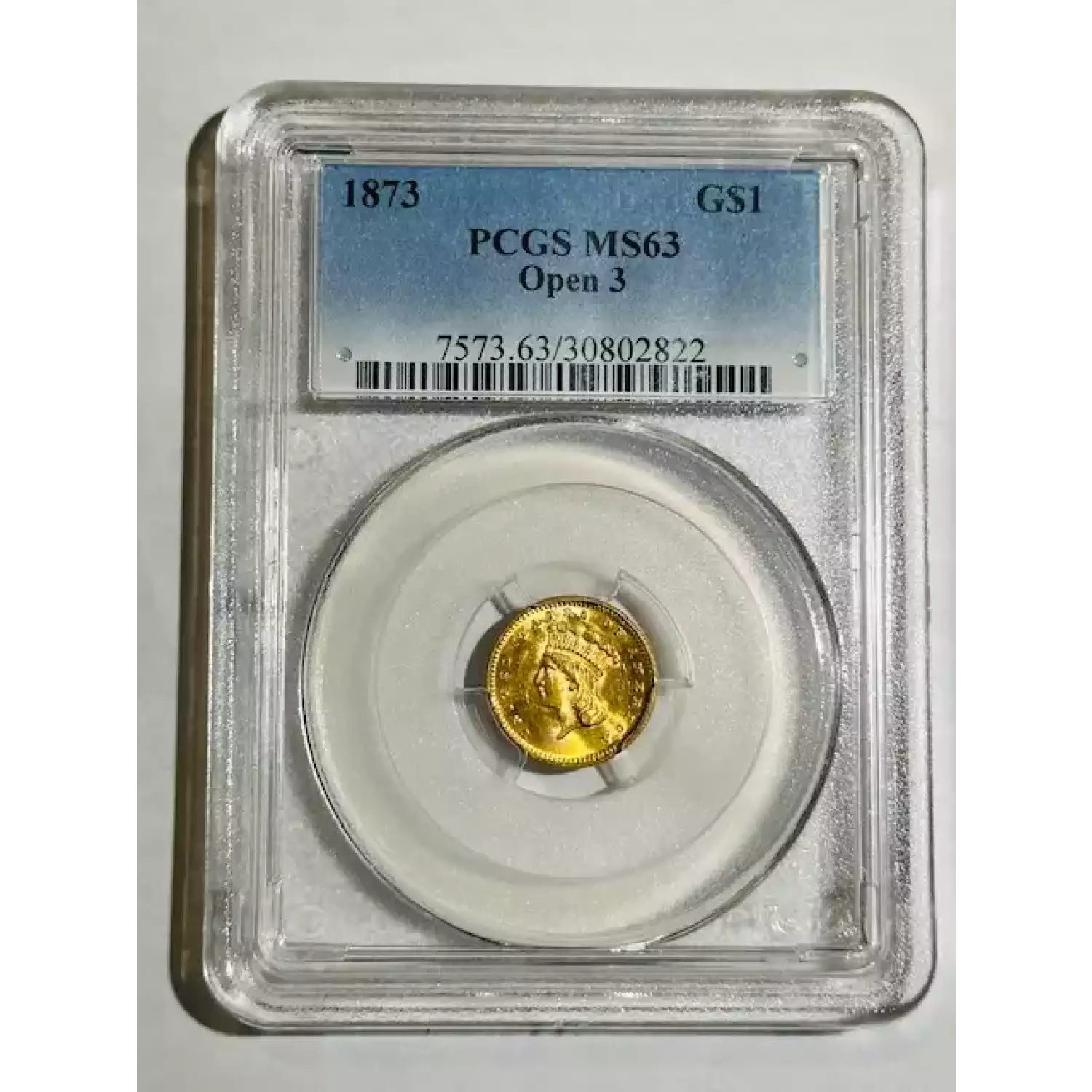 1873 Indian Princess Large Head Gold Dollar PCGS MS-63 Open 3 - Bob ...