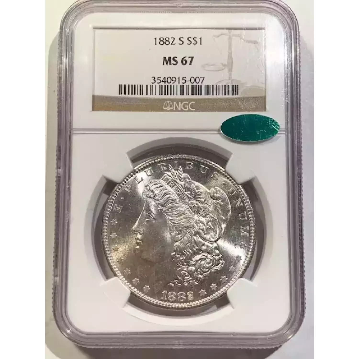 1882-S NGC MS-67 Morgan Silver Dollar CAC - Bob Paul Rare Coins