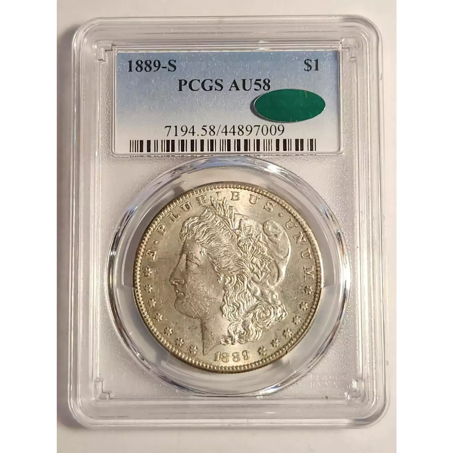 1889-S Morgan Silver Dollar PCGS AU-58 CAC - Bob Paul Rare Coins