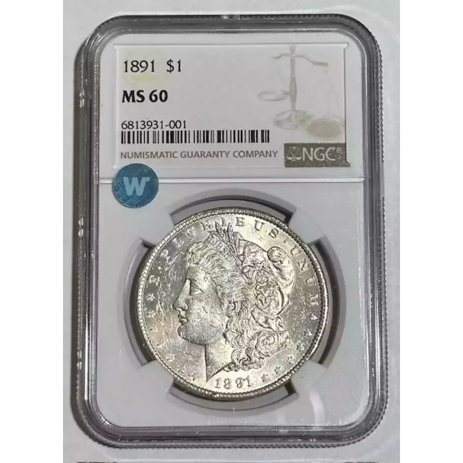 1891 NGC MS-60 Morgan Silver Dollar Sight White - Bob Paul Rare Coins