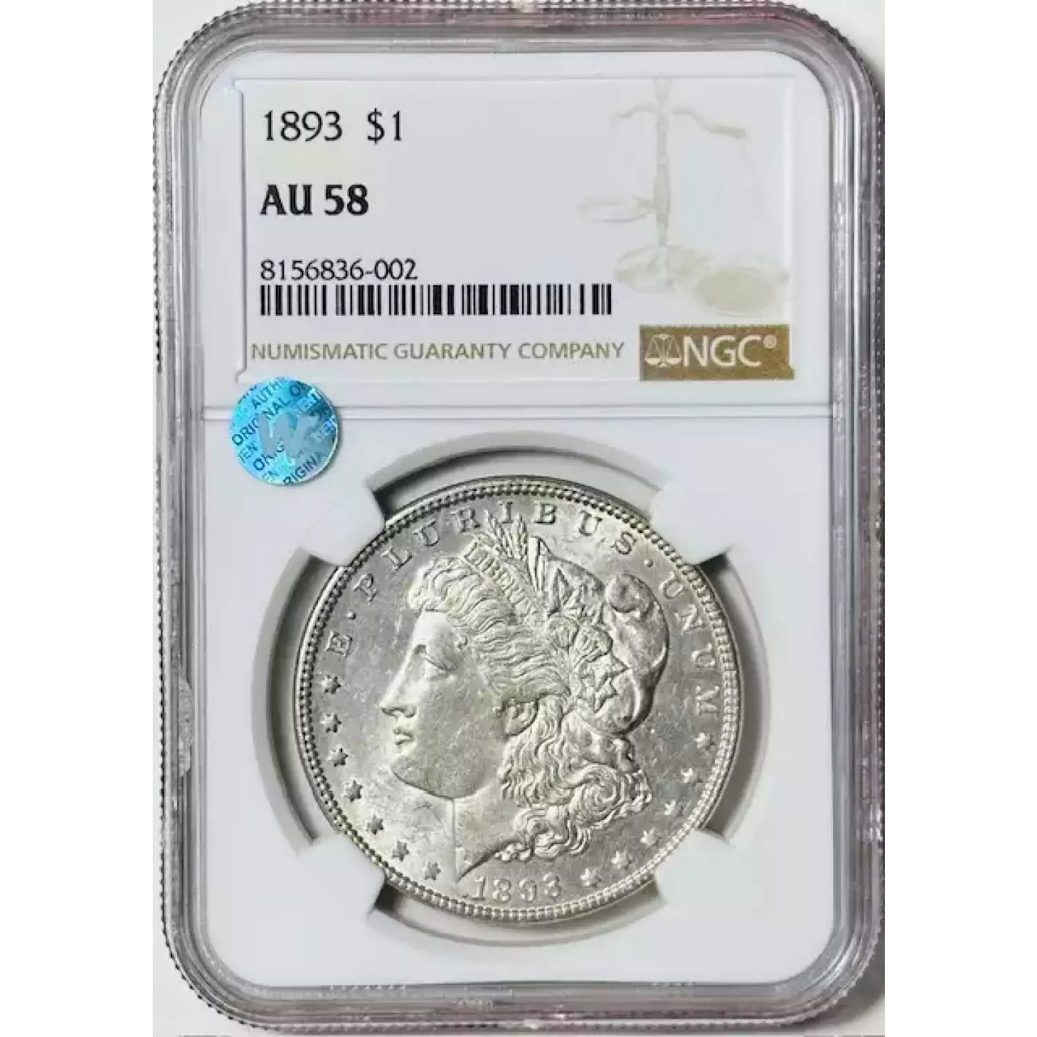 1893 Morgan Silver Dollar NGC AU-58 Sight White - Bob Paul Rare Coins