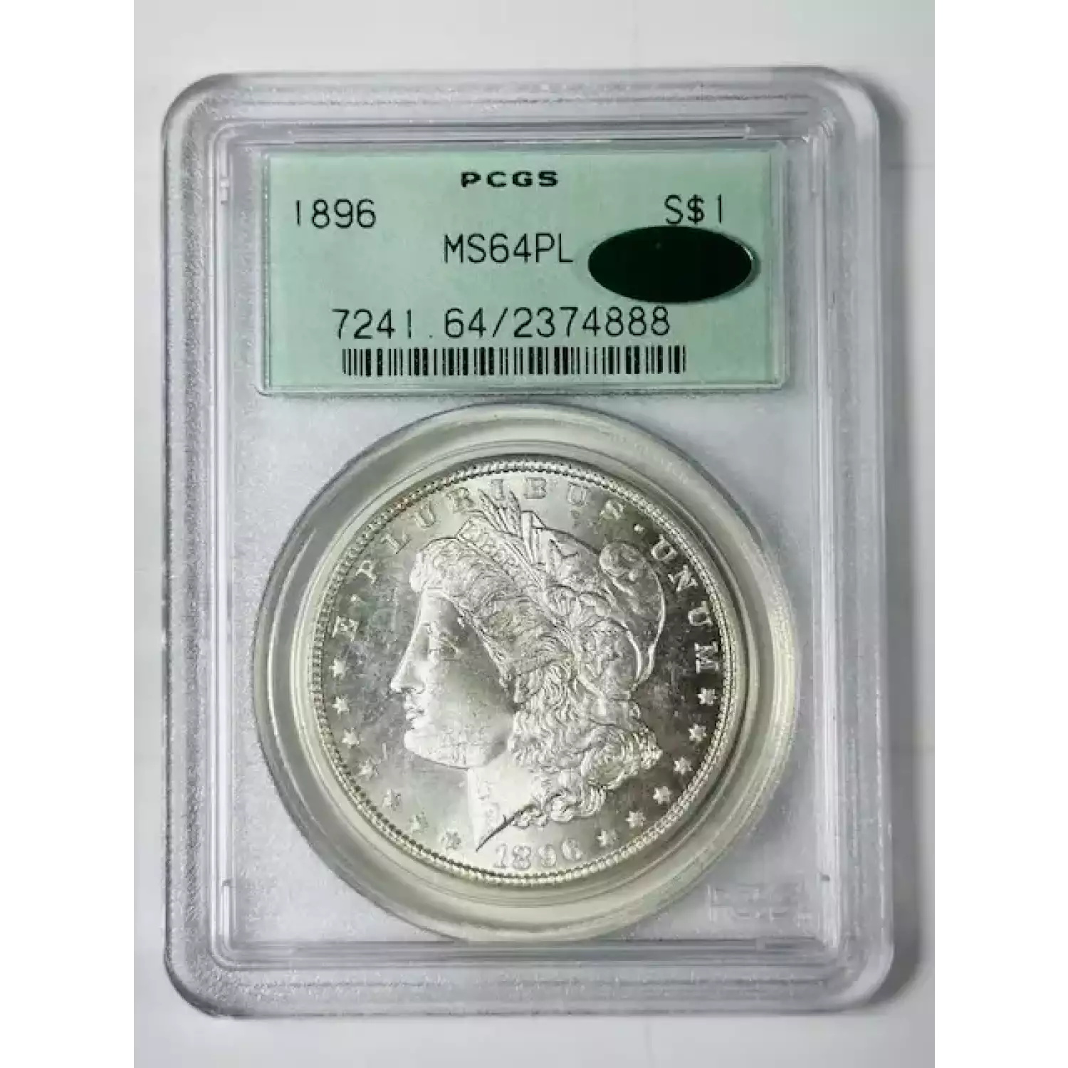 1896 Morgan Silver Dollar PCGS MS-64 PL Low CAC Population! PQ! OGH CAC ...