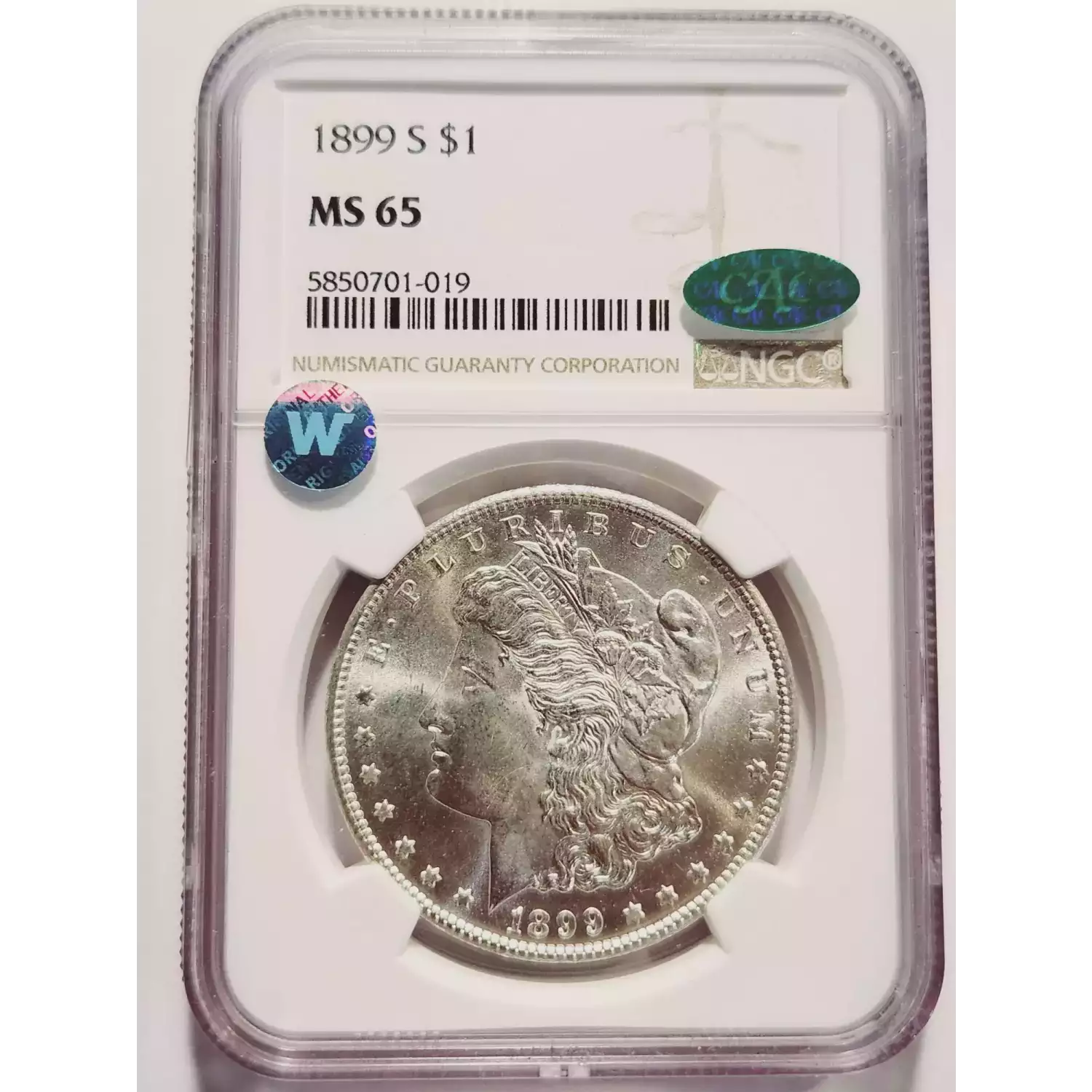 1899-S NGC MS-65 Morgan Silver Dollar CAC, Sight White - Bob Paul Rare ...