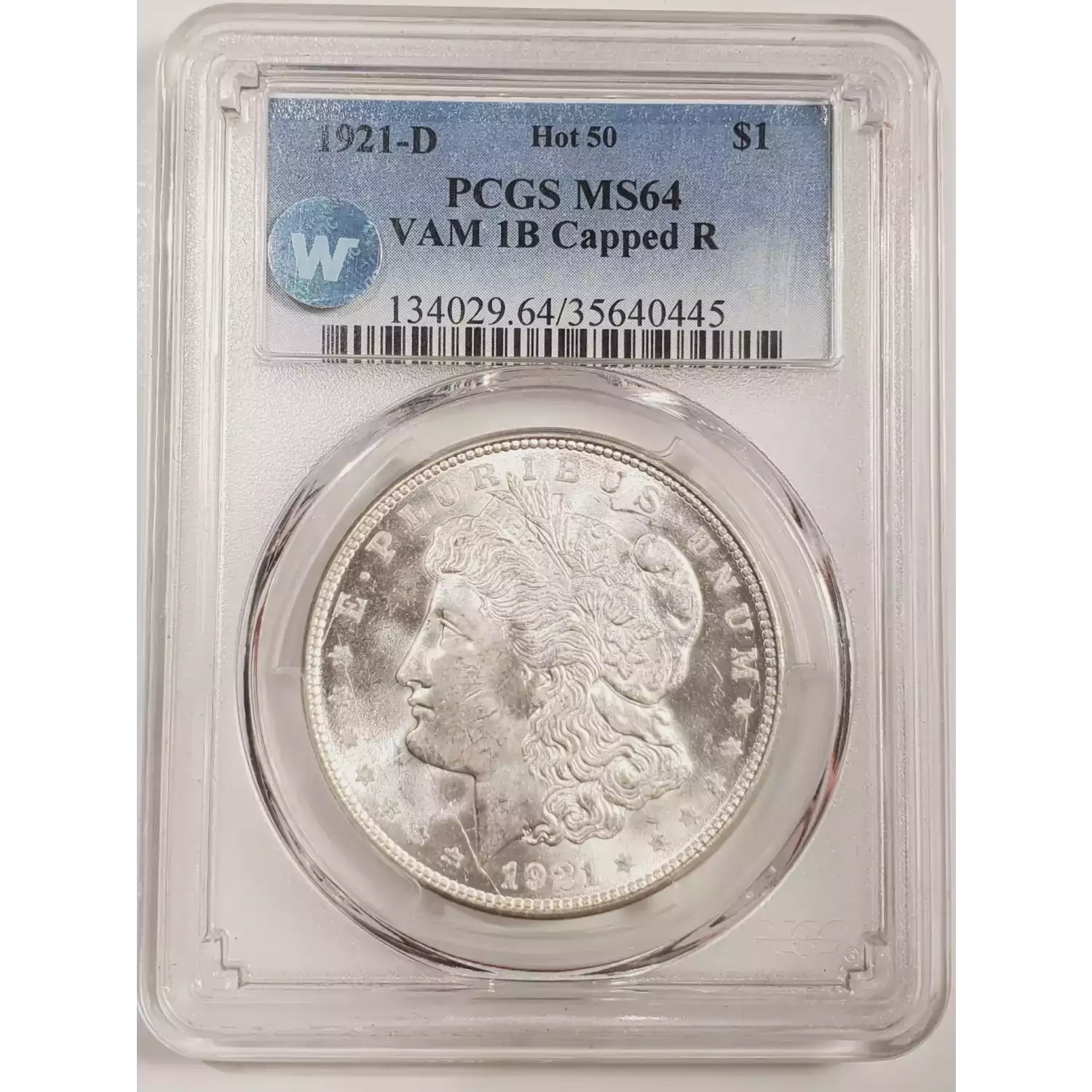 1921-D Morgan Silver Dollar PCGS MS-64 VAM 1B Capped R (Hot 50) Sight ...