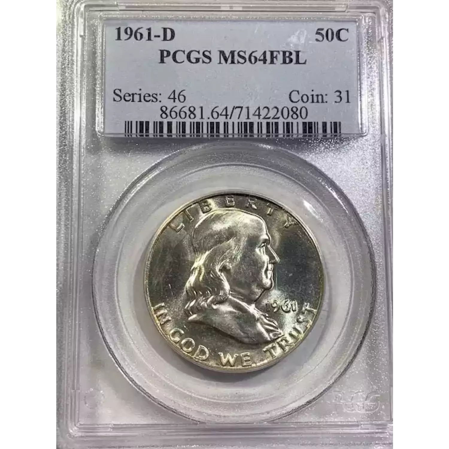 1961-D Franklin Half Dollar PCGS MS-64 FBL - Bob Paul Rare Coins