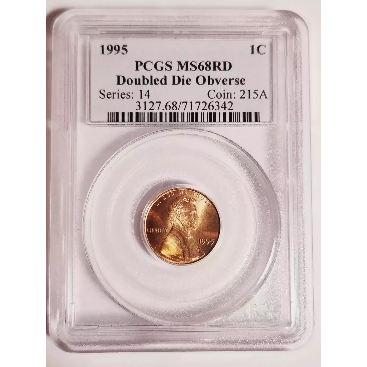 1995 Small Cents Lincoln Memorial Reverse Pcgs Ms 68 Rd Doubled Die