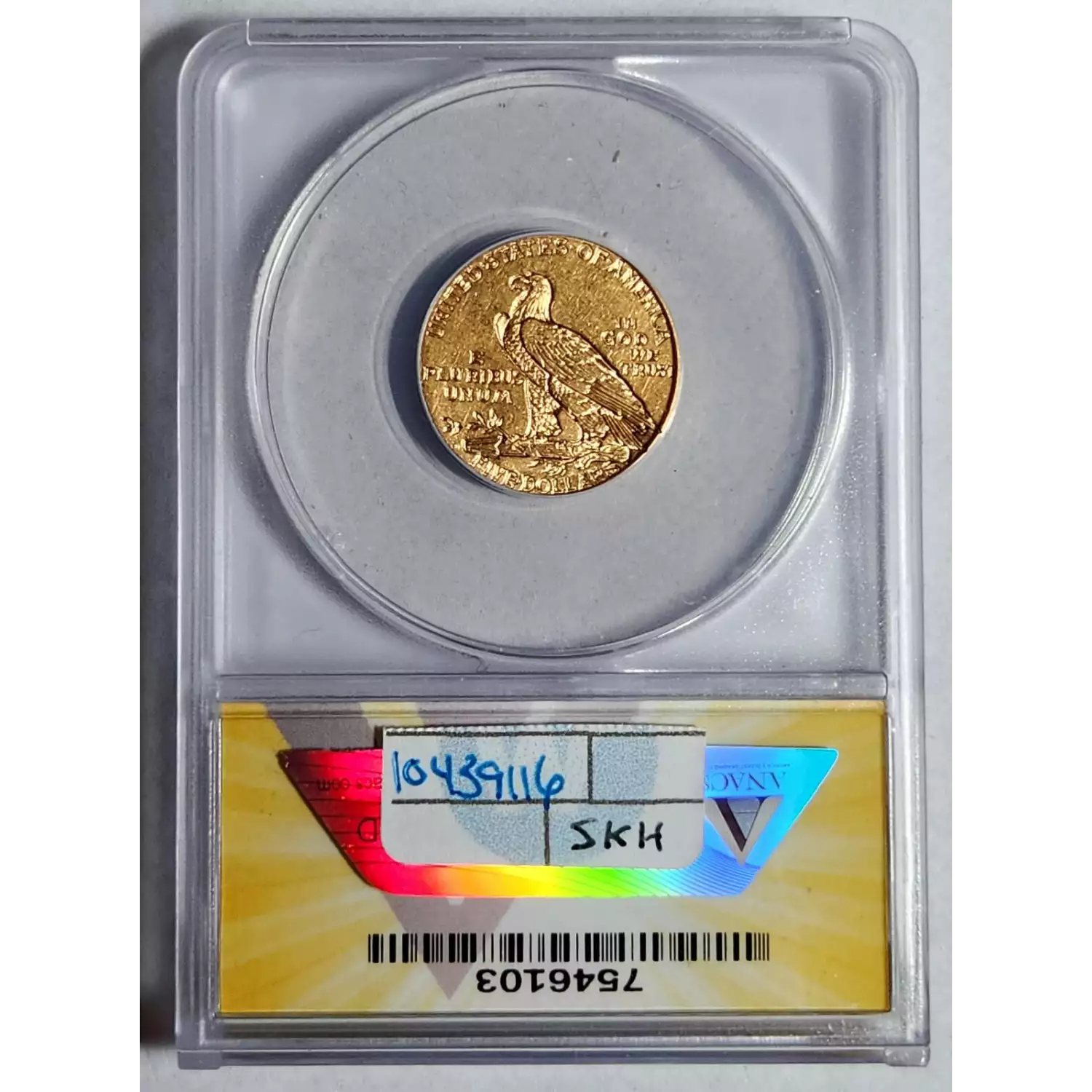 1909-D Bullion $5 Gold Eagle 1/10 oz ANACS AU-53 - Bob Paul Rare Coins