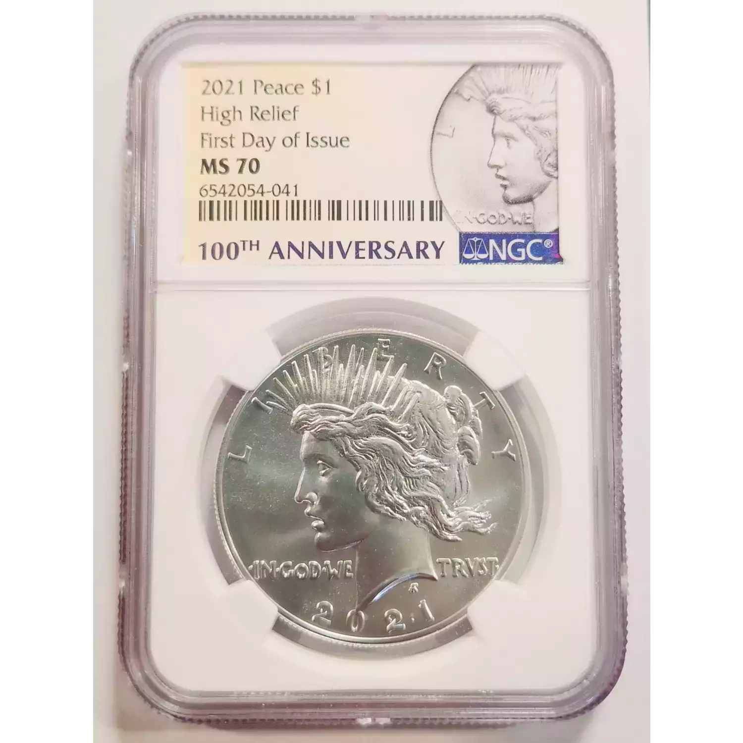 2021 Peace Dollar NGC MS-70 - 1ST DAY OF ISSUE - 100TH ANNIV - WITH OGP ...