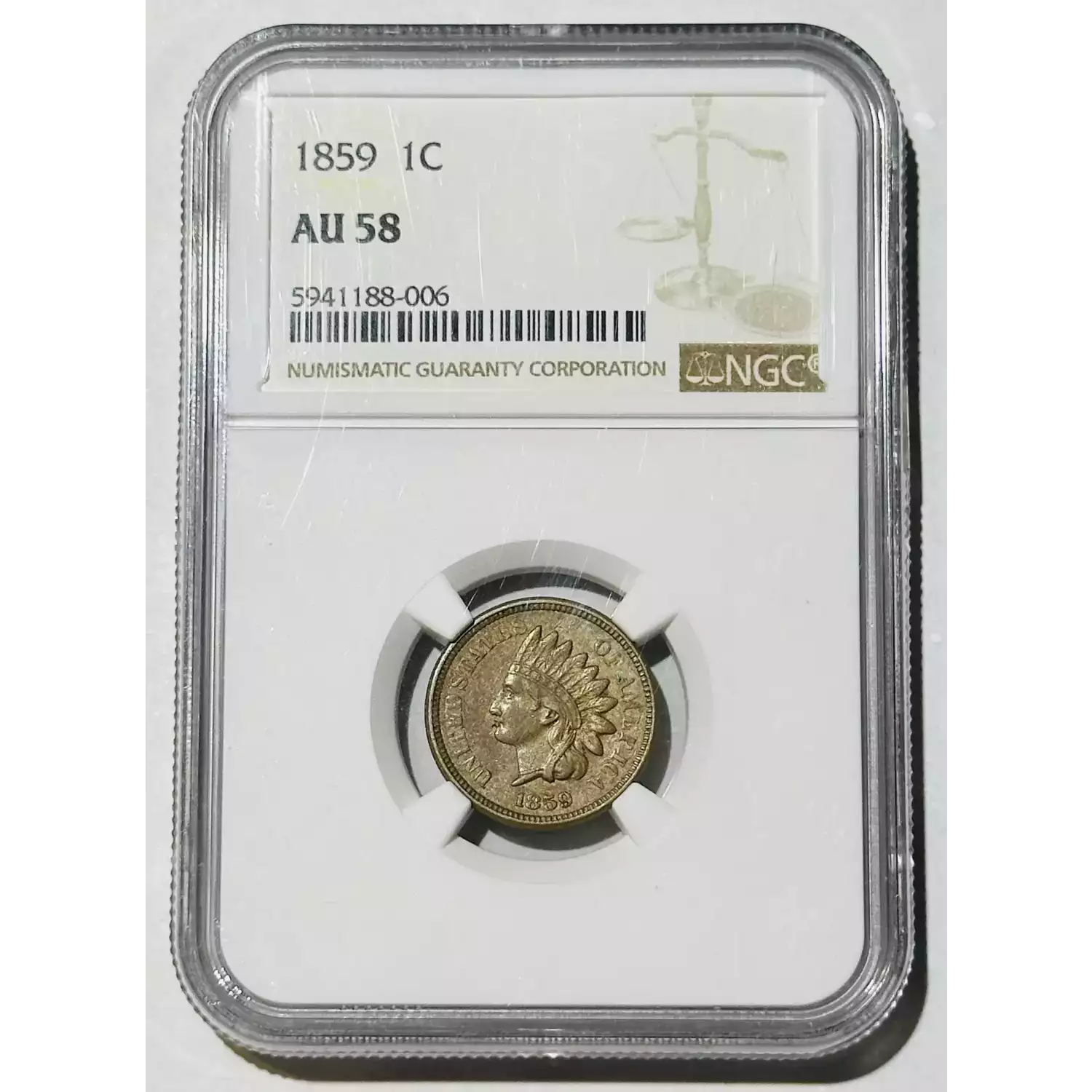 1859 Small Cents Indian Head NGC AU-58 - Bob Paul Rare Coins